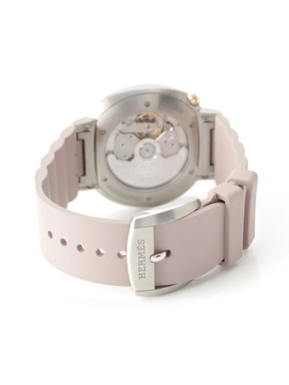 Hermes Cut GM Watch Automatic Winding Silver Dial Pink Gold 36